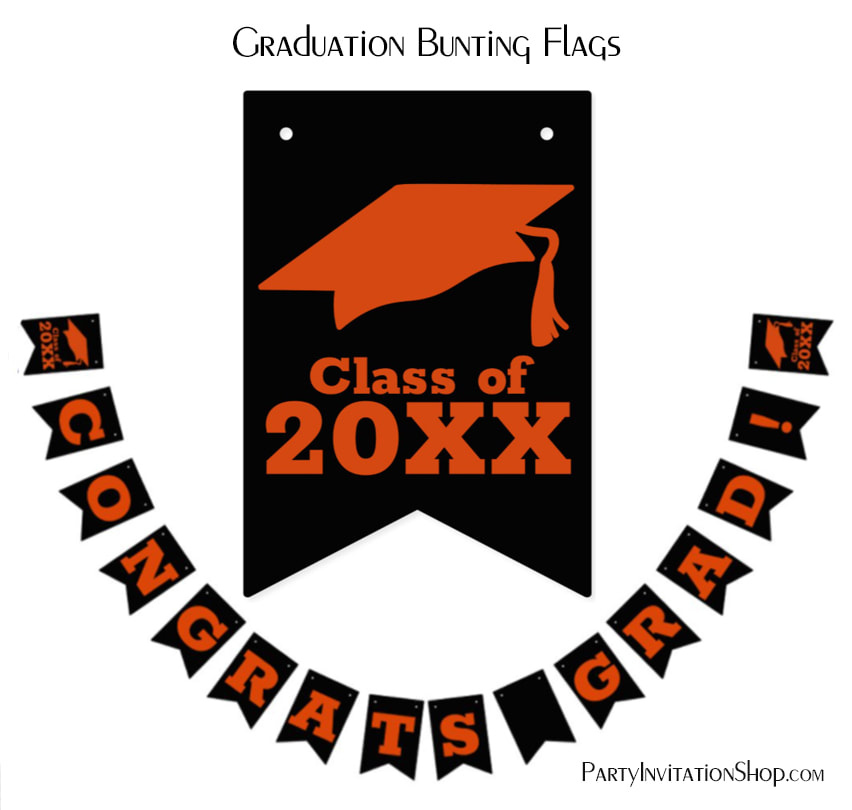 Congratulations Grad Black and Orange Bunting Flags