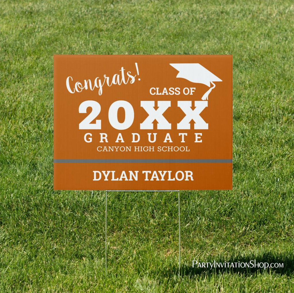 Congrats Modern Graduation Burnt Orange Yard Sign