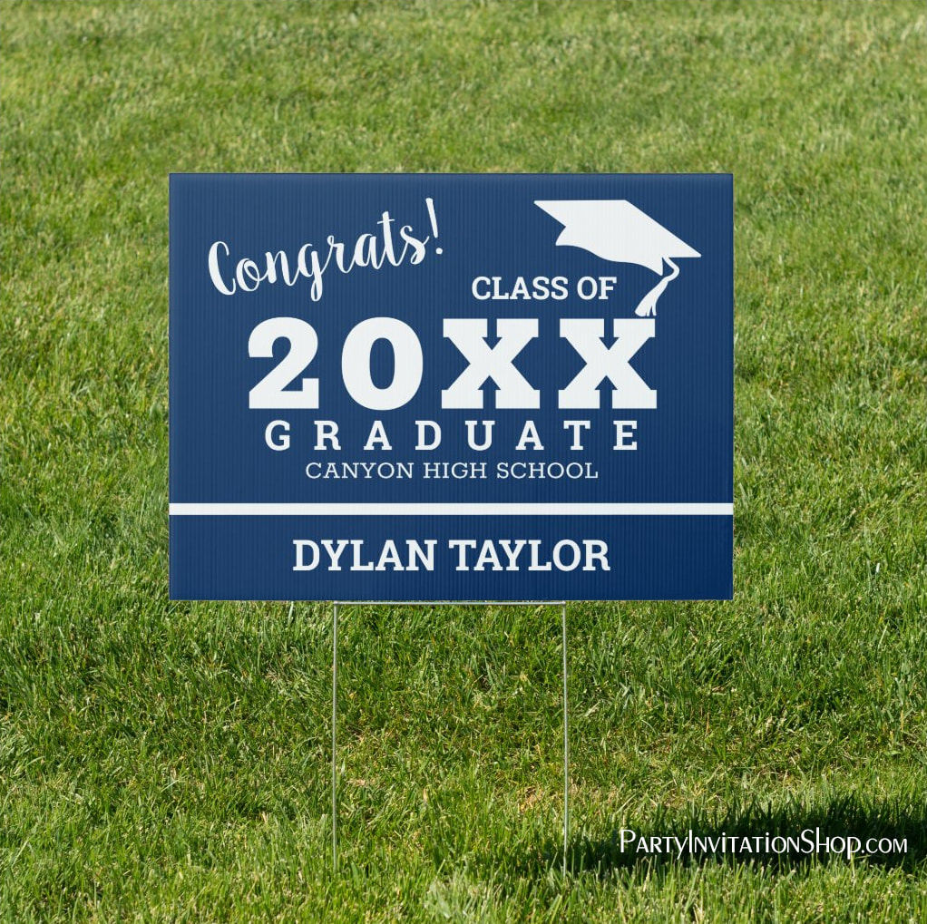 Graduate Congratulations Blue Yard Sign