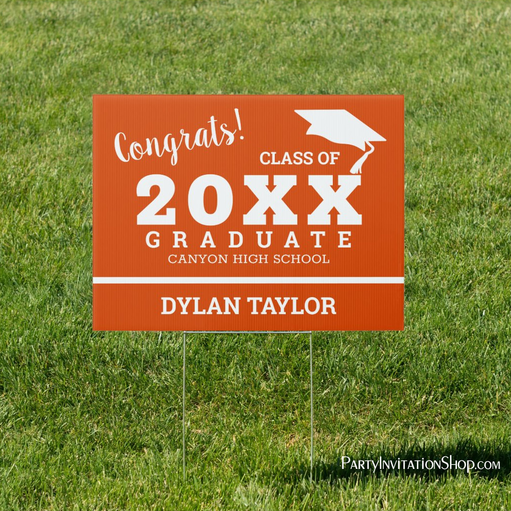 Congrats Graduate Orange Yard Sign