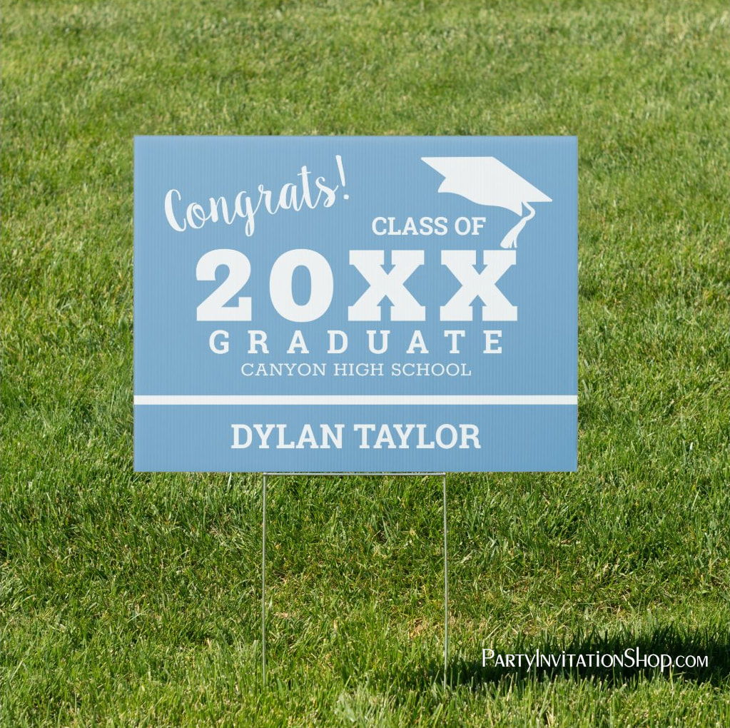 Congrats Graduate Powder Blue Yard Sign