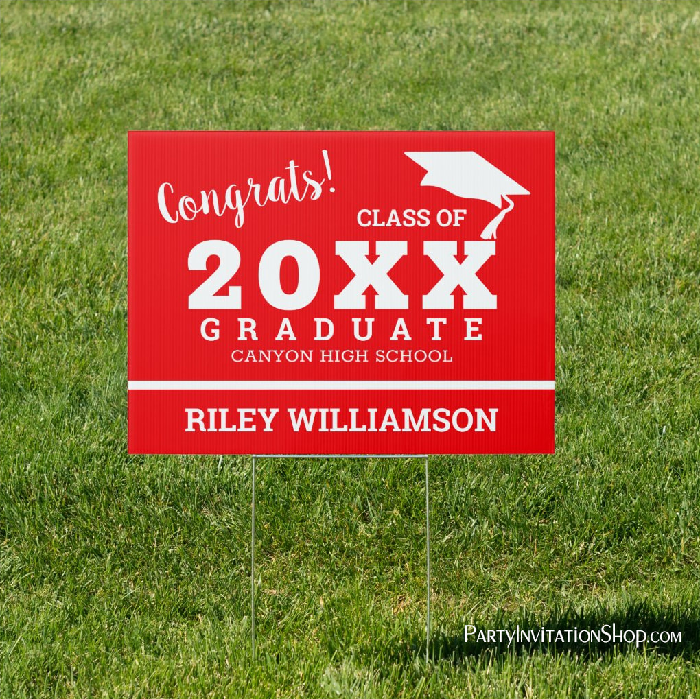 Congrats Graduate Red Yard Sign