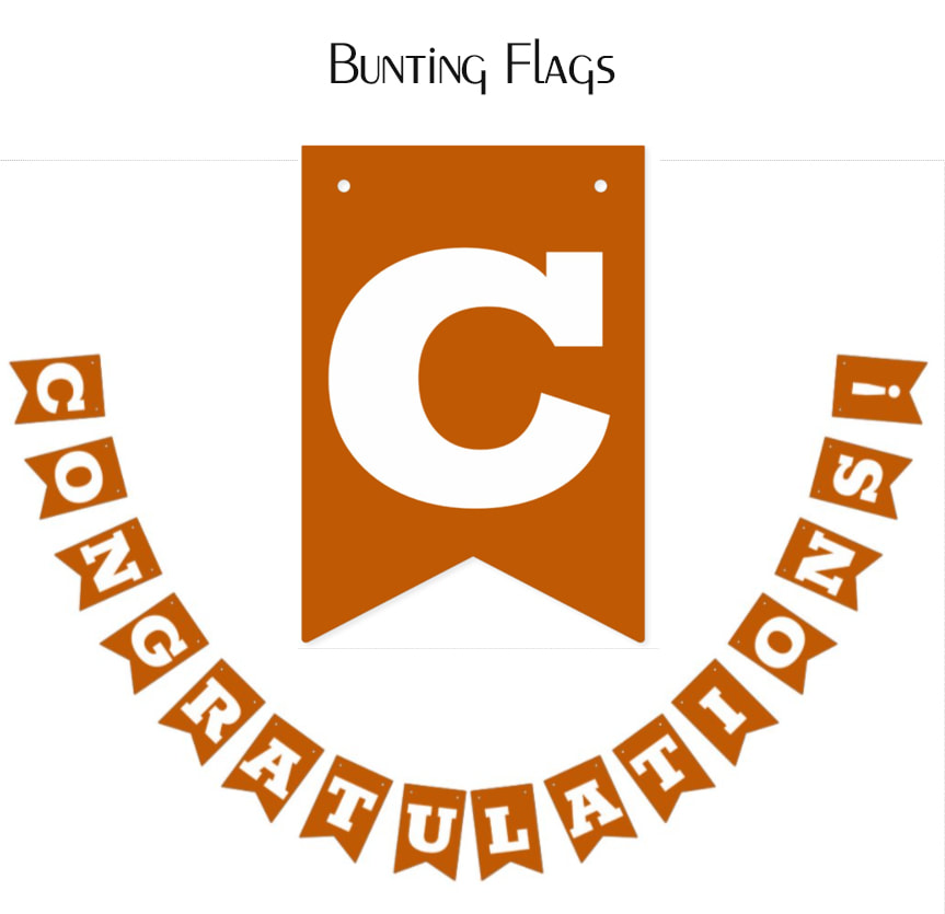 Congratulations White on Burnt Orange Bunting Flags
