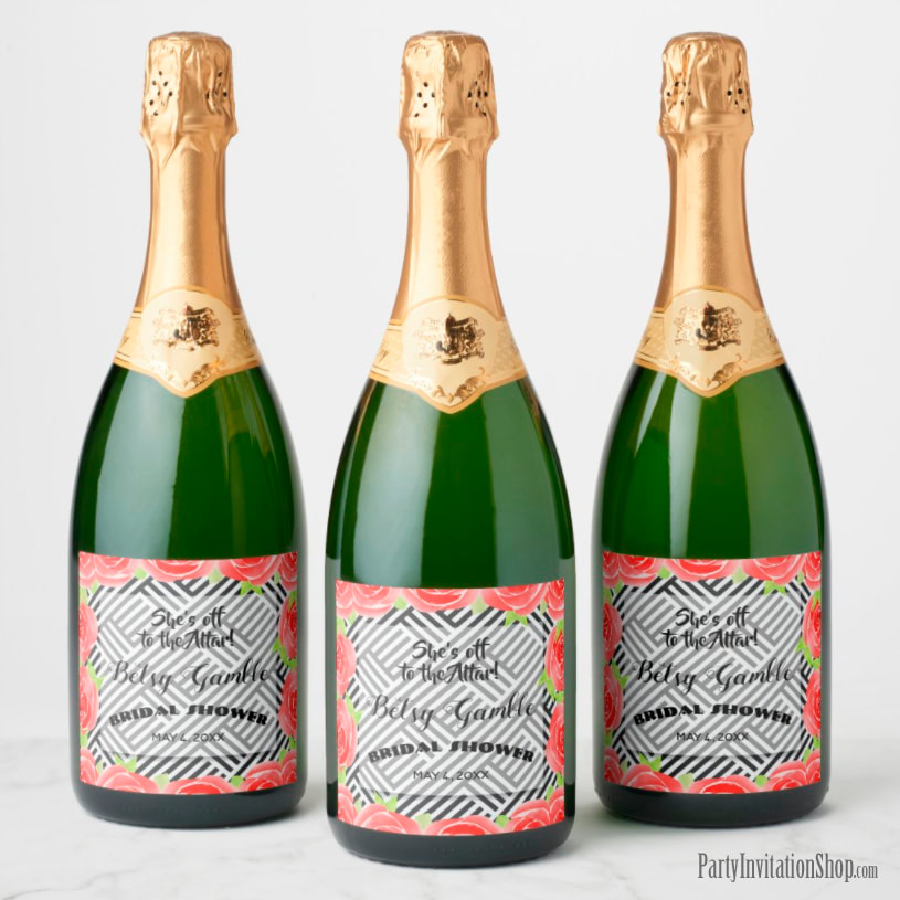 Boxed Stripes and Roses Derby Champagne Labels