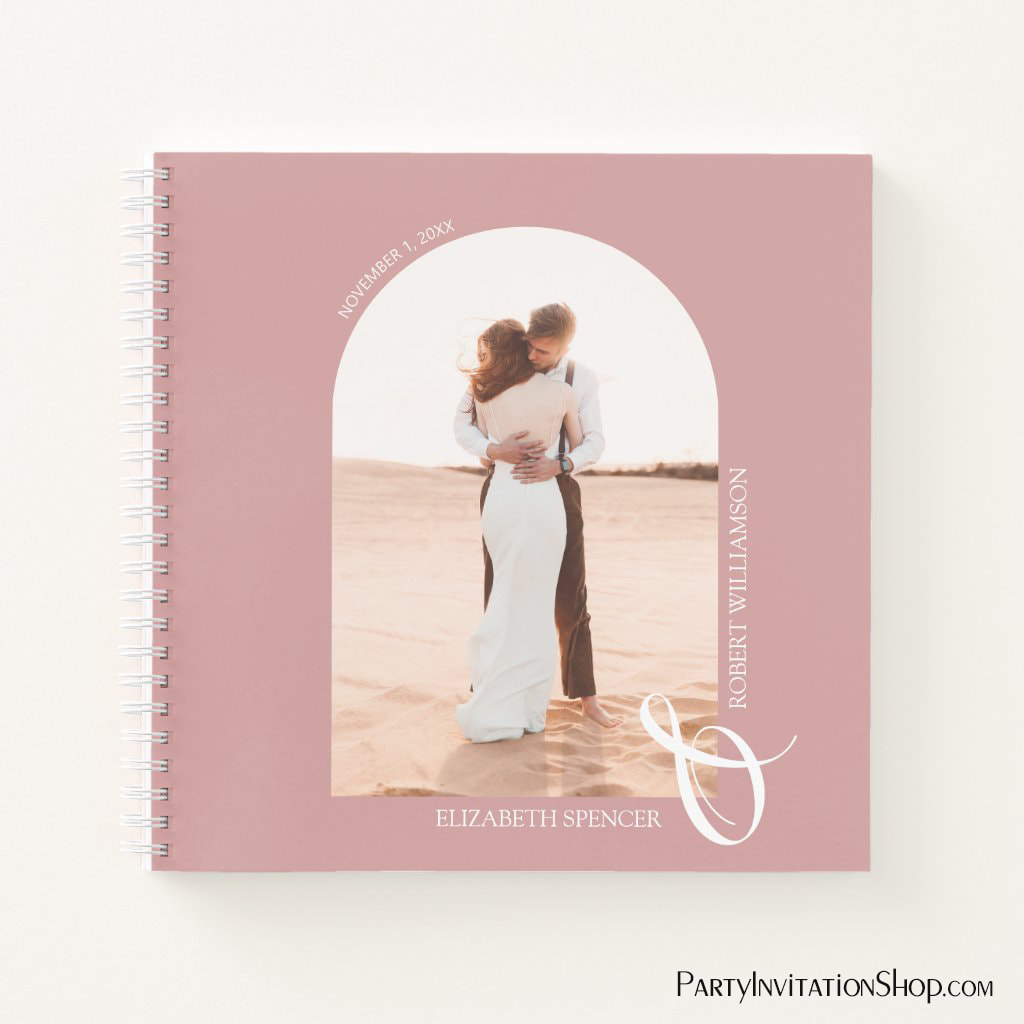 Dusty Rose Modern Photo Arch Wedding Guest Book