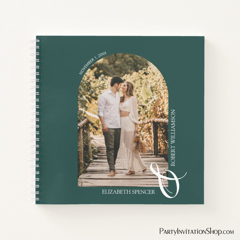 Emerald Green Modern Photo Arch Wedding Guest Book