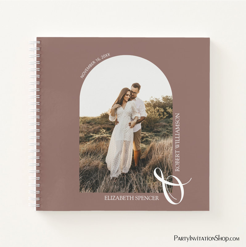 Rose Taupe Modern Photo Arch Wedding Guest Book