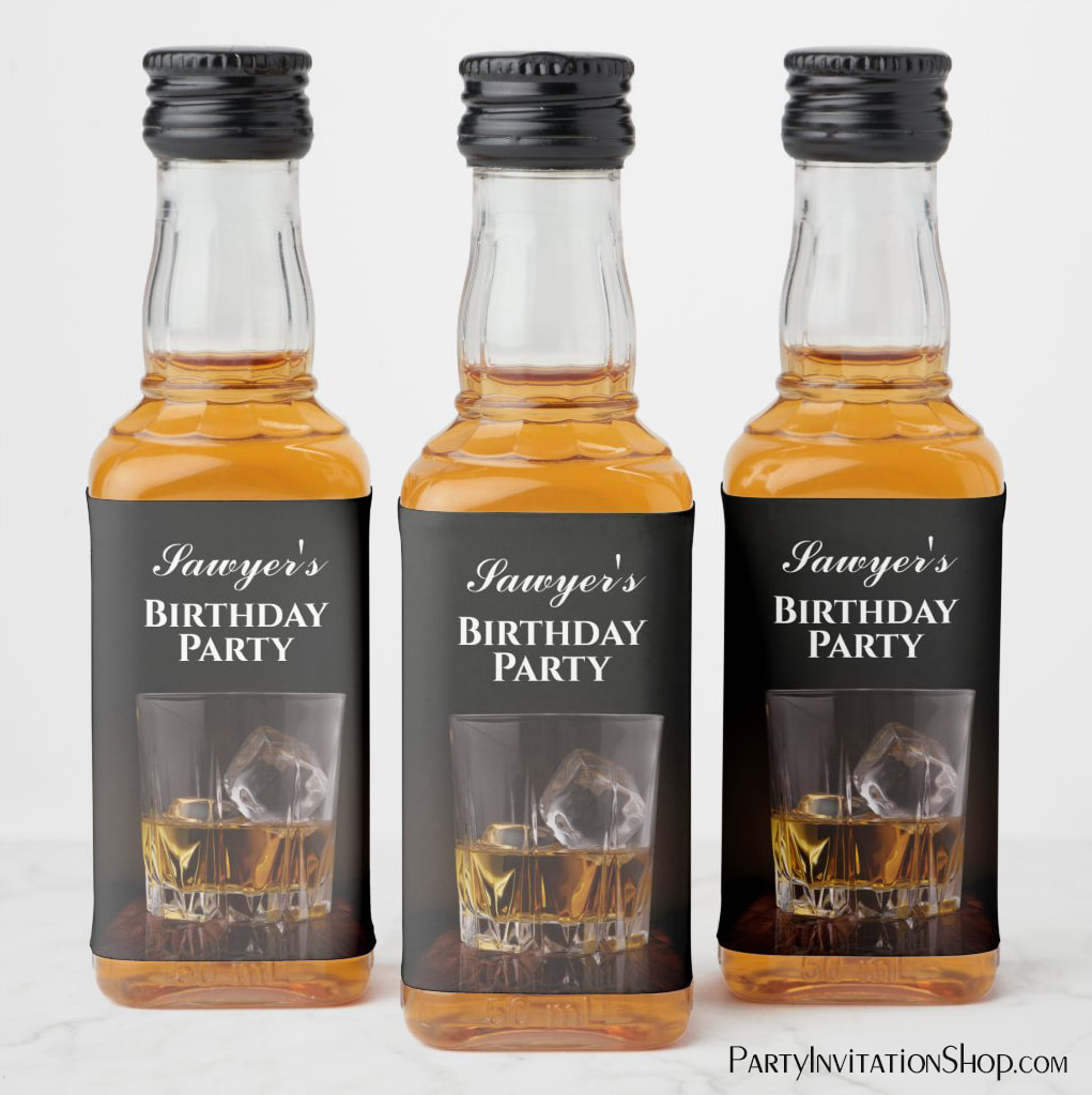 Custom Whiskey Rocks Glass Mini Liquor Bottle Labels