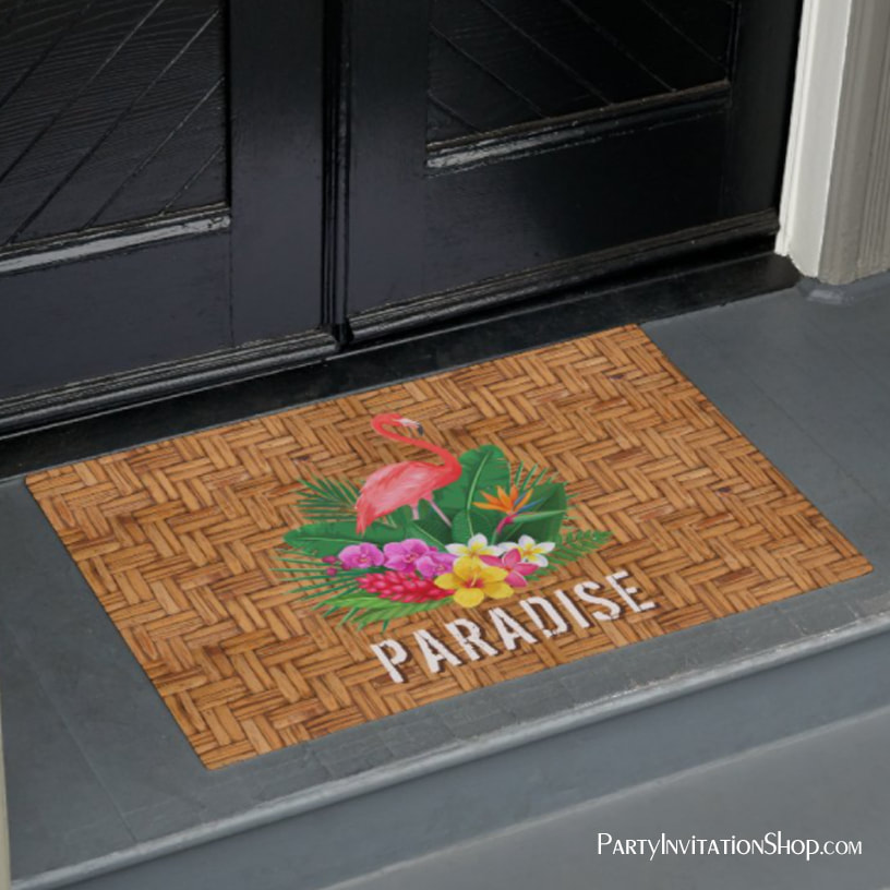 Flamingo Paradise Wicker Print Doormat