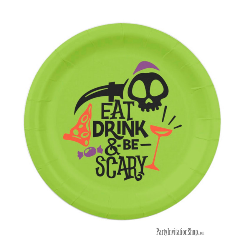 Eat Drink and Be Scary Halloween Party Paper Plates