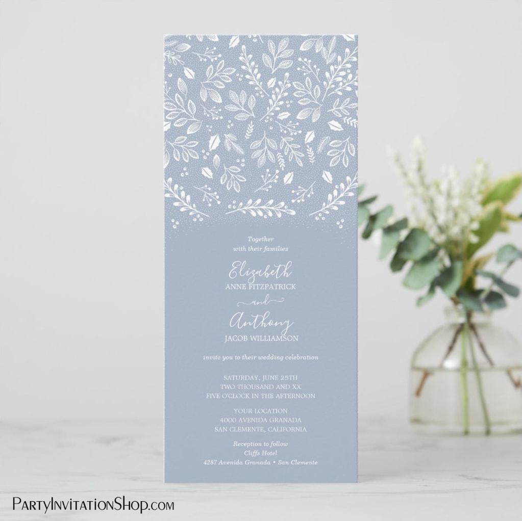 Dusty Blue Botanicals Wedding Invitations