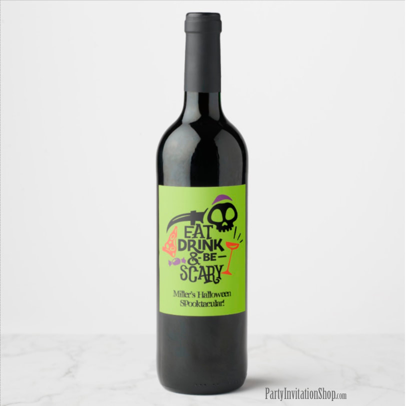 Eat Drink and Be Scary Halloween Wine Labels