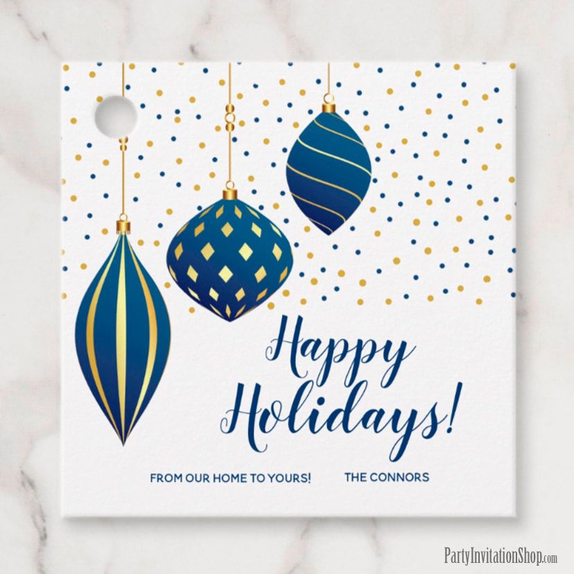 Gift Tags - Blue and Gold Christmas Ornaments