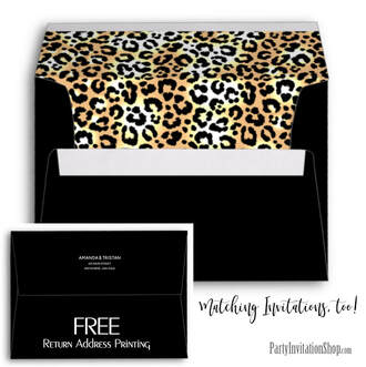 Leopard Animal Print Lined Black Envelopes