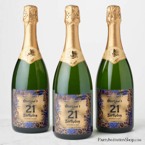 Animal Print 21st Birthday Personalized Champagne Label