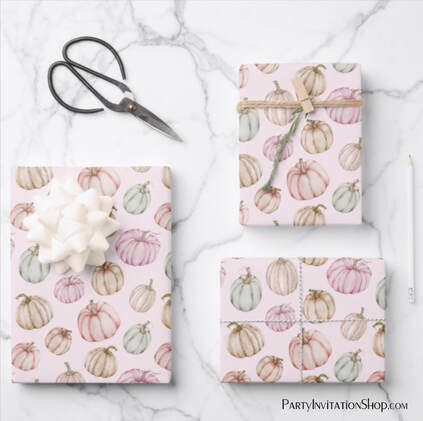 Elegant Pumpkins Pink Girl Baby Shower Wrapping Paper Sheets
