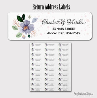 Purple Flower Return Address Envelope Labels