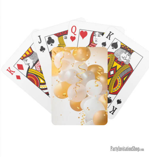Gold and White Balloons Playing Cards
