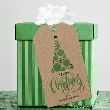 Green Christmas Tree Holiday Kraft Gift Tags