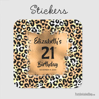Leopard print personalized stickers