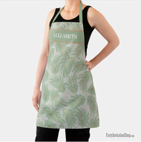 Tropical Palms on Green Personalized Custom Apron