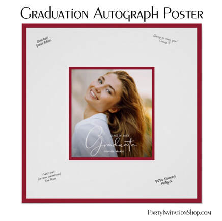 Photo Graduation Autograph Crimson Poster