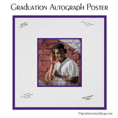 Photo Graduation Autograph Purple Poster