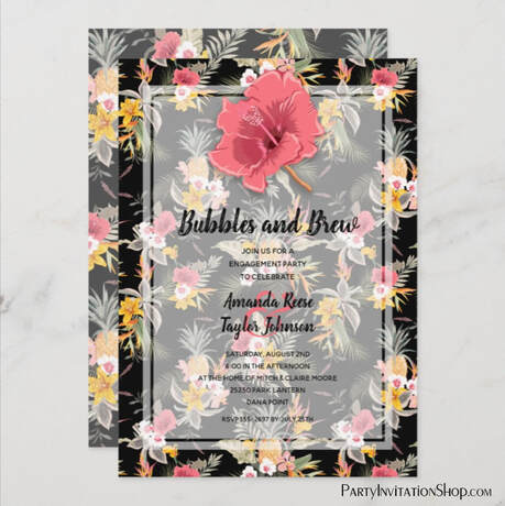 Pineapple Floral Engagement Party Invitations
