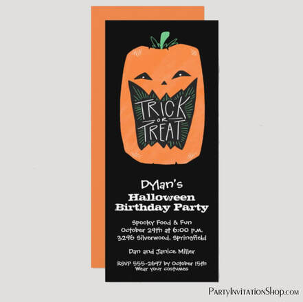 Trick or Treat Pumpkin Halloween Invitations
