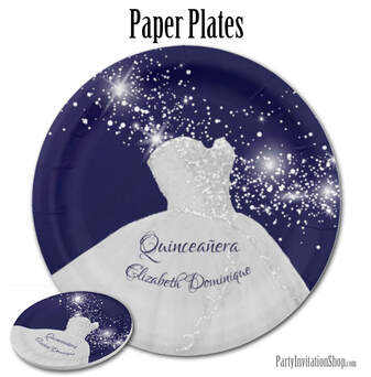 Elegant Quinceañera White Gown Paper Plates