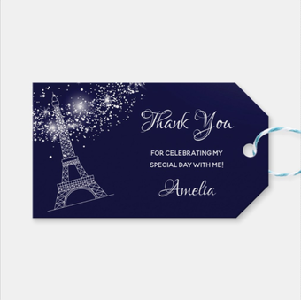 Quinceañera Eiffel Tower Starry Night Favor Gift Tags