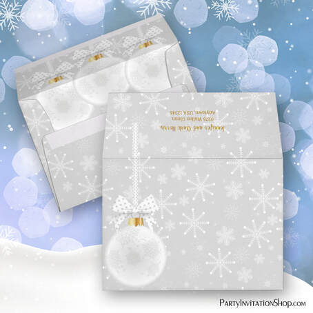 Snowflakes White Ornament Gray 5x7 Envelopes