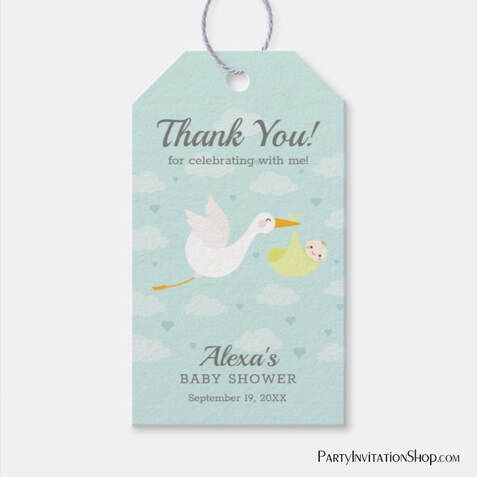 Stork Yellow Bundle Neutral Baby Shower Favor Gift Tags