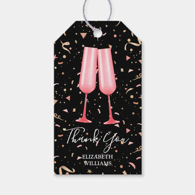 Brunch Bubbly Black Thank You Bridal Shower Gift Tags