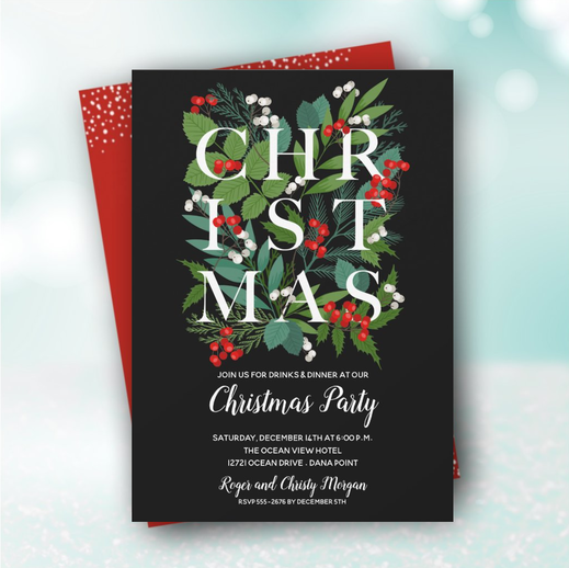 Christmas Typography Greenery Collection