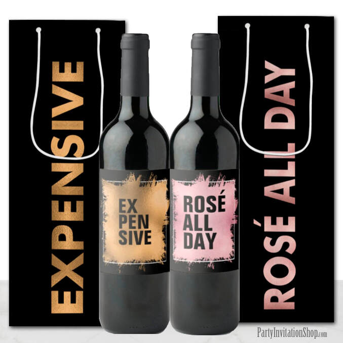 Faux Faux Wine Labels and Gift Bags
