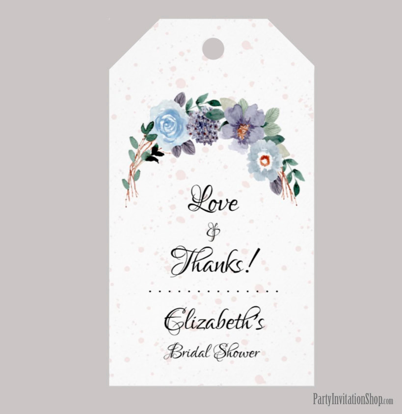 Purple Floral Bridal Shower Gift Tags