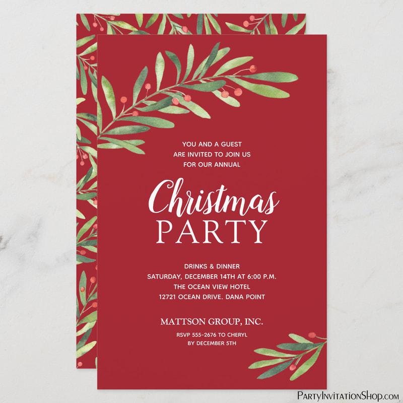 Elegant Greenery Christmas Budget Invitations