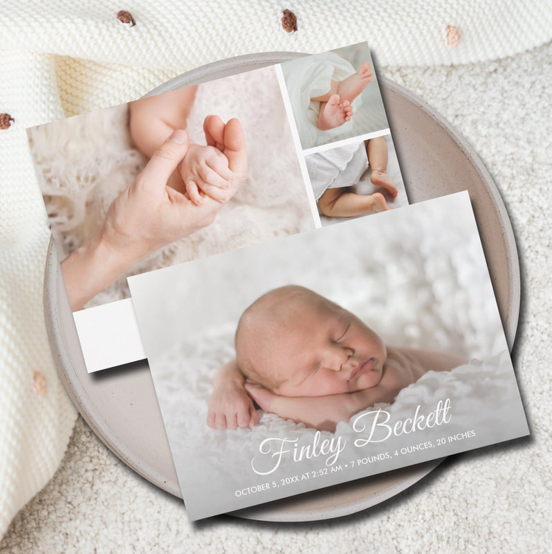 Elegant Newborn Photo Collage Birth Announcements