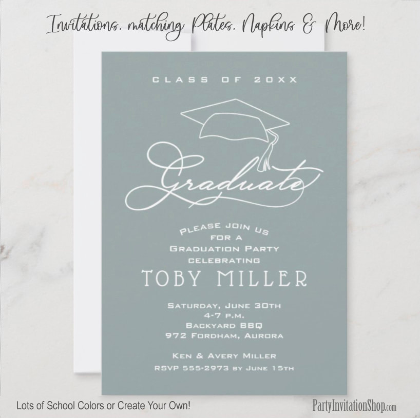 Elegant Script on Silver Gray Graduation Party Invitations