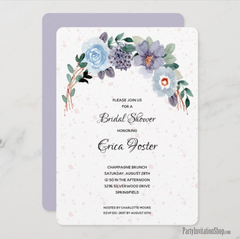 Elegant Watercolor Floral Bridal Shower Invitations