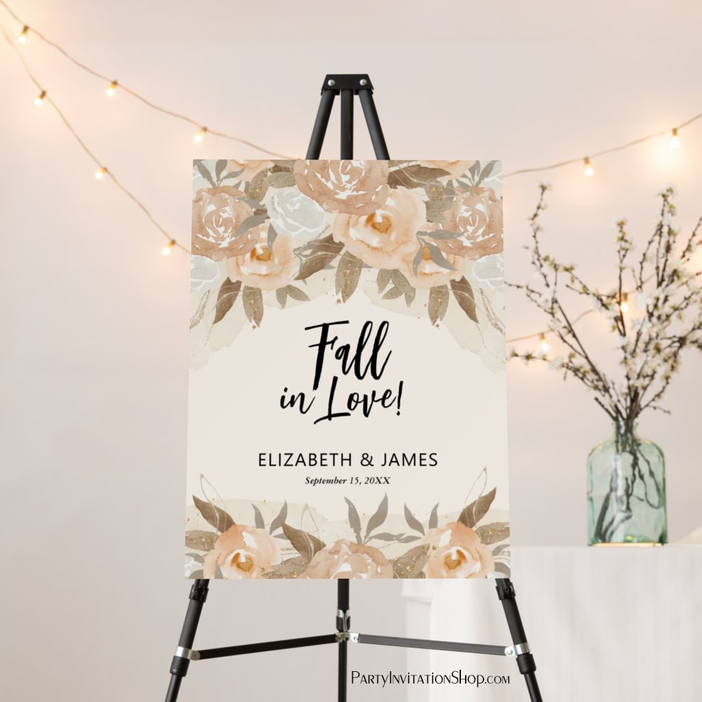 Fall In Love Autumn Flowers Wedding Welcome Foam Board