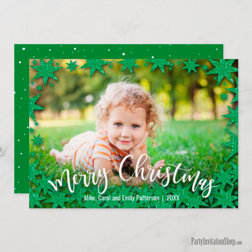 Stars Merry Christmas Photo Holiday Card
