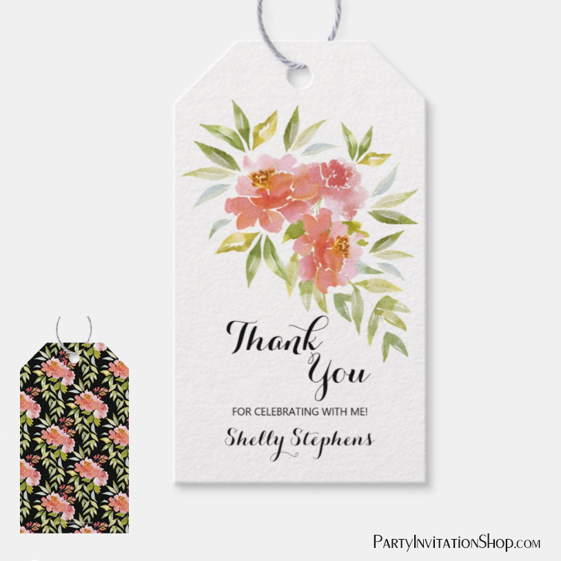 Chic Watercolor Floral Blooms Bridal Shower Gift Tags