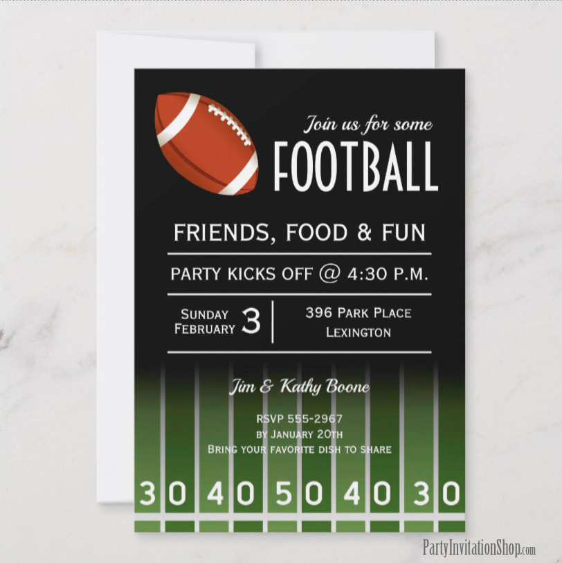 Super Bowl Party Invitations at PartyInvitationShop.com MATCHING party supplies too!