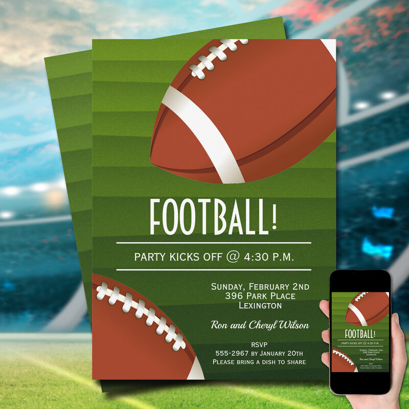American Football Super Bowl Game Party Invitations