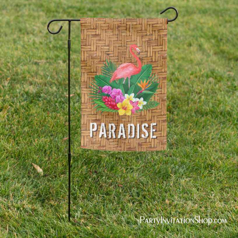 Flamingo Paradise Wicker Print Garden Flag