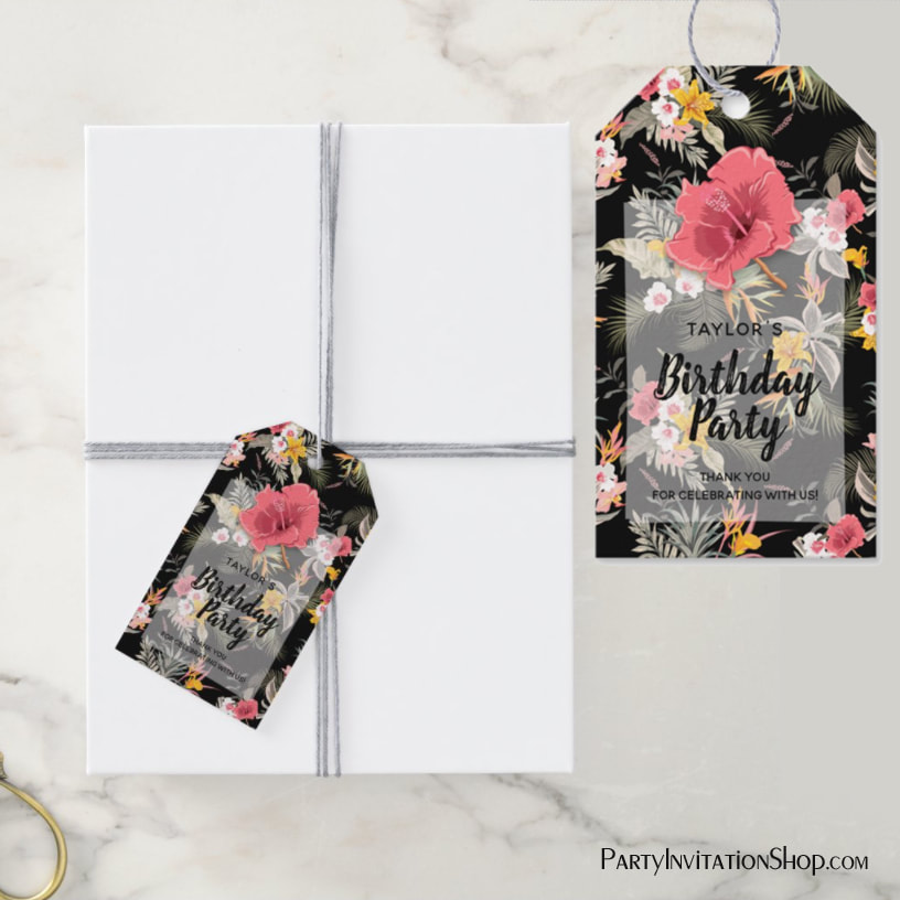 Pineapple and Hibiscus Birthday Party Thank You Gift Tags