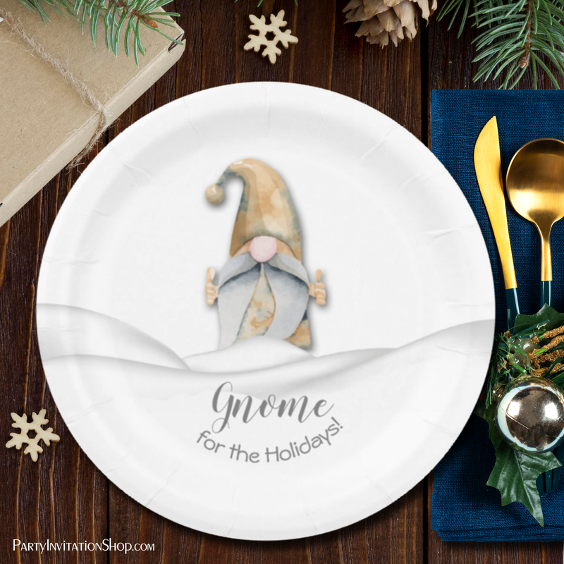 Christmas Gnome Home for the Holidays Paper Plates