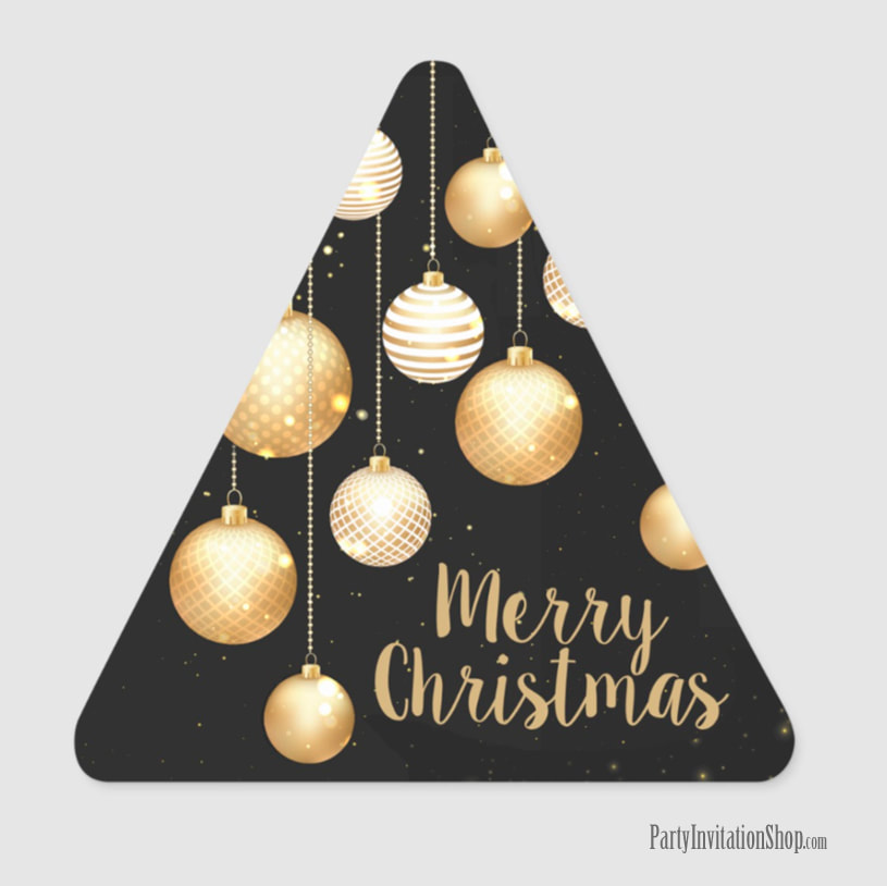 Triange Stickers with Gold Baubles Christmas Tree Ornaments - MATCHING items in our store at PartyInvitationShop.com
